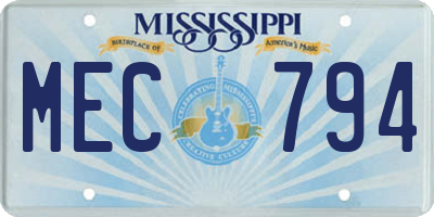 MS license plate MEC794