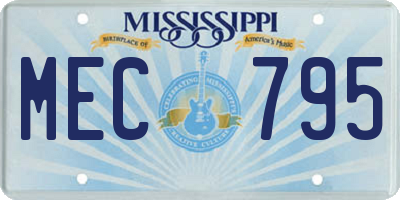 MS license plate MEC795