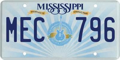 MS license plate MEC796