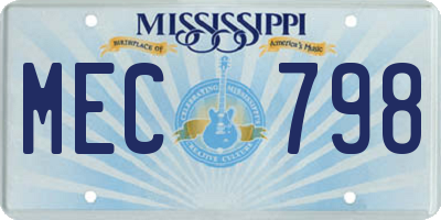 MS license plate MEC798