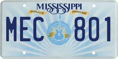 MS license plate MEC801