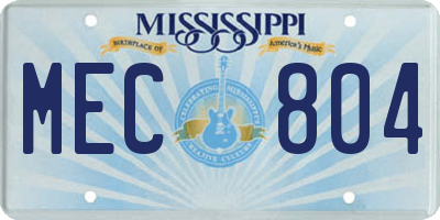 MS license plate MEC804