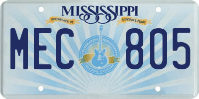 MS license plate MEC805
