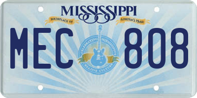 MS license plate MEC808