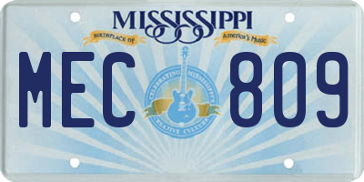 MS license plate MEC809