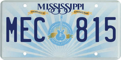 MS license plate MEC815
