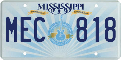 MS license plate MEC818