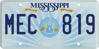 MS license plate MEC819