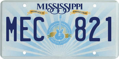 MS license plate MEC821