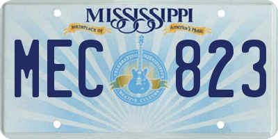 MS license plate MEC823