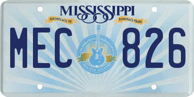 MS license plate MEC826