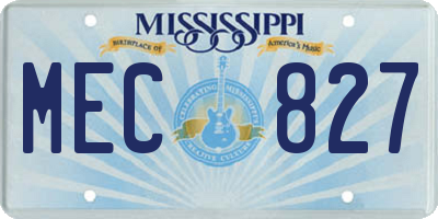 MS license plate MEC827