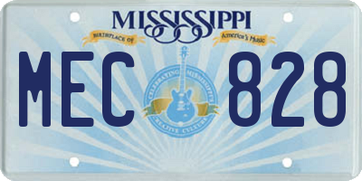 MS license plate MEC828