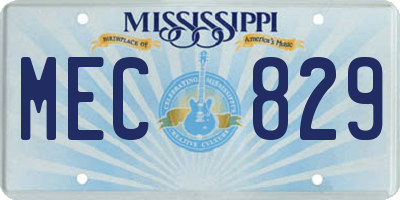 MS license plate MEC829