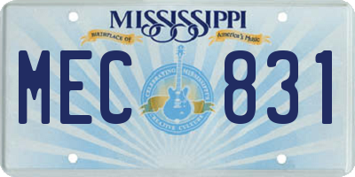 MS license plate MEC831