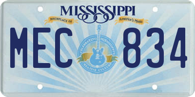 MS license plate MEC834