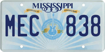 MS license plate MEC838