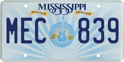 MS license plate MEC839