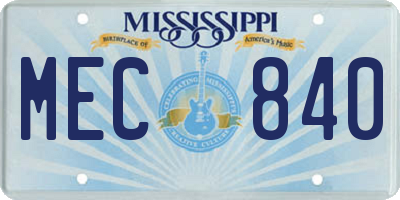 MS license plate MEC840
