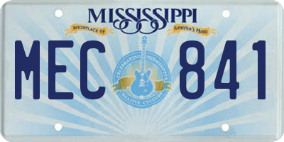 MS license plate MEC841