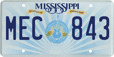 MS license plate MEC843