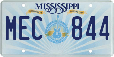 MS license plate MEC844