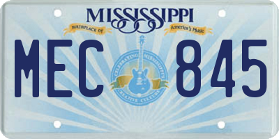 MS license plate MEC845