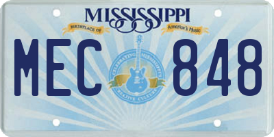 MS license plate MEC848
