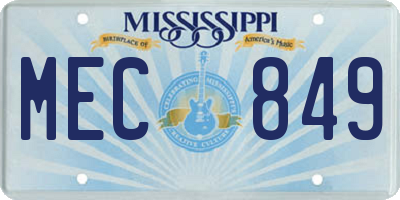 MS license plate MEC849