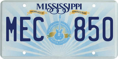 MS license plate MEC850