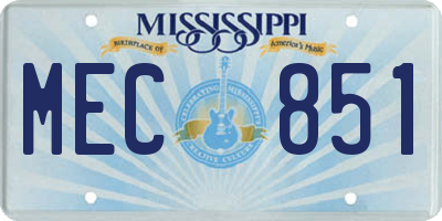 MS license plate MEC851
