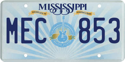 MS license plate MEC853