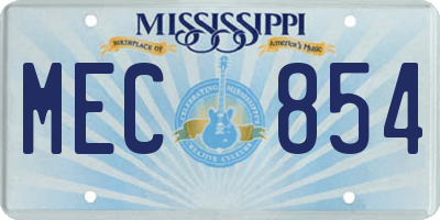 MS license plate MEC854