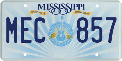 MS license plate MEC857