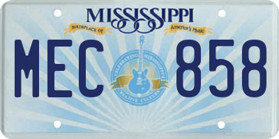 MS license plate MEC858