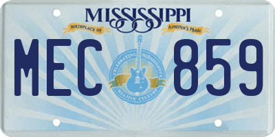 MS license plate MEC859