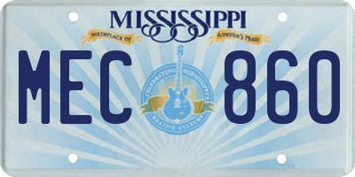 MS license plate MEC860