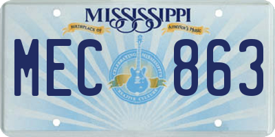MS license plate MEC863