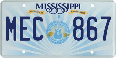 MS license plate MEC867