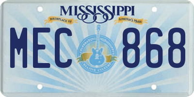 MS license plate MEC868