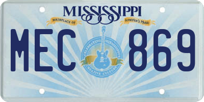 MS license plate MEC869