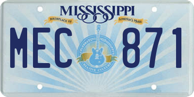 MS license plate MEC871