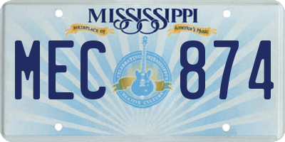 MS license plate MEC874