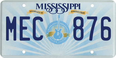 MS license plate MEC876