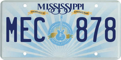 MS license plate MEC878