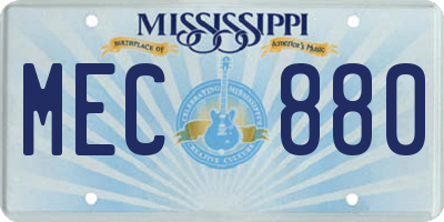 MS license plate MEC880