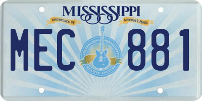 MS license plate MEC881