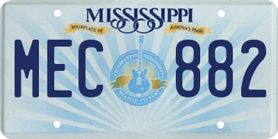 MS license plate MEC882