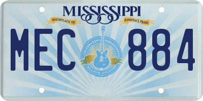 MS license plate MEC884