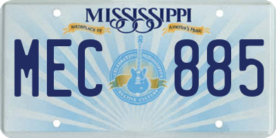 MS license plate MEC885